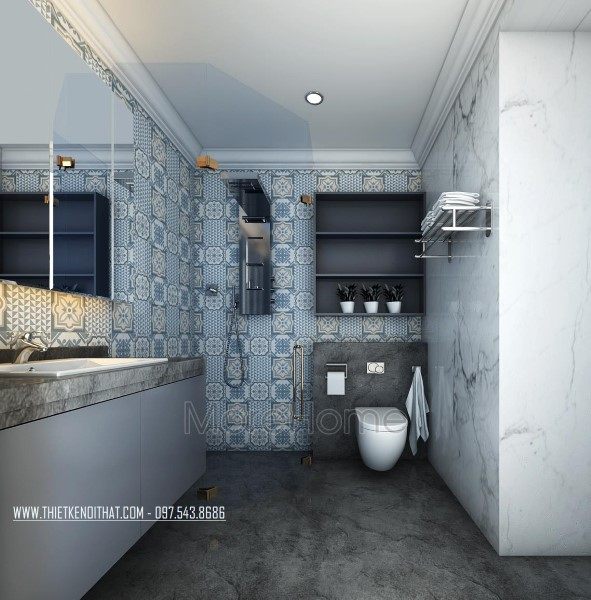 Thiết kế nội thất phòng tắm, nhà vệ sinh biệt thự Vinhomes Riverside